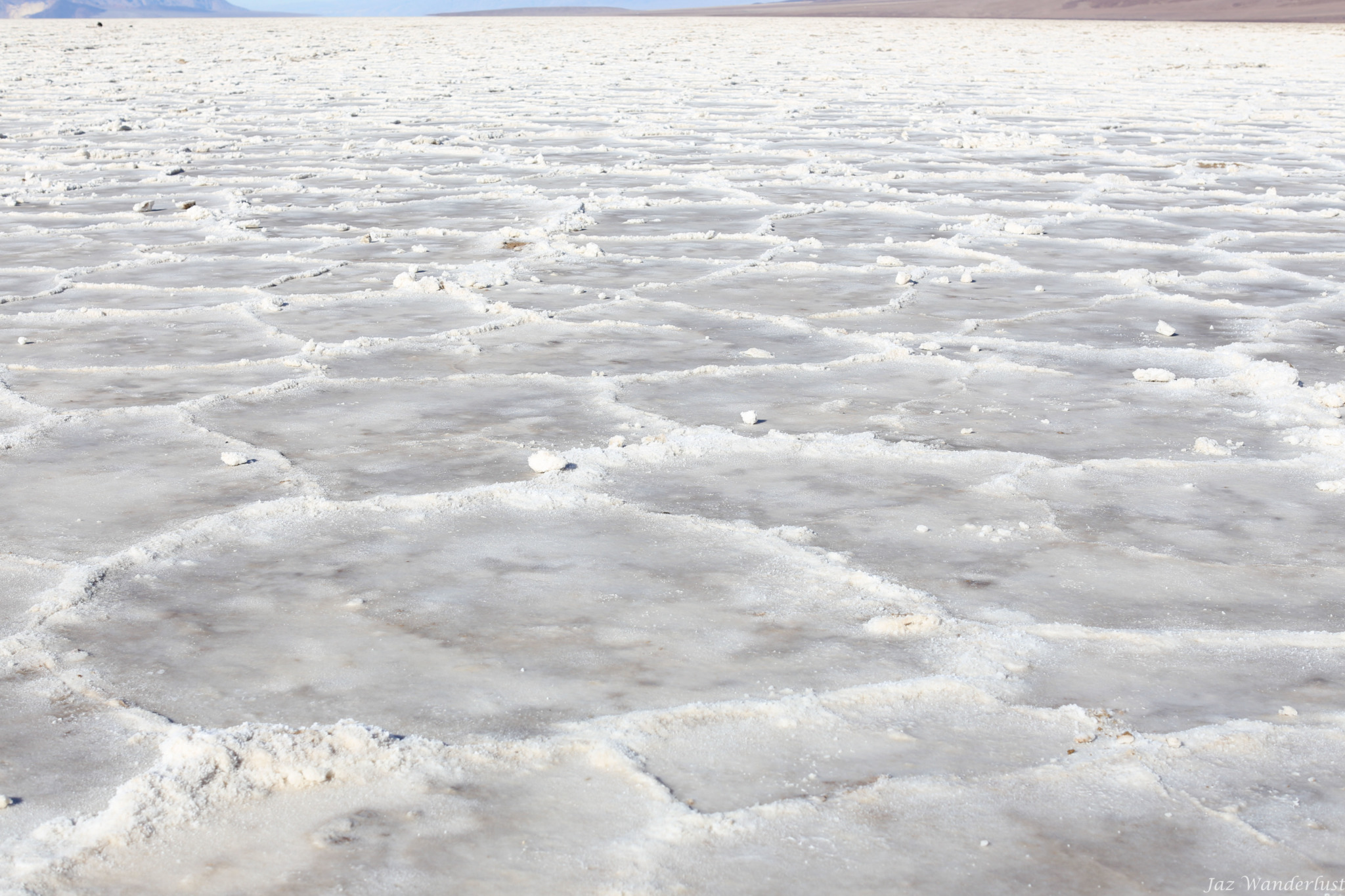 Death Valley National Park landscape at Badwater Basin. Photography by Jaz Wanderlust.