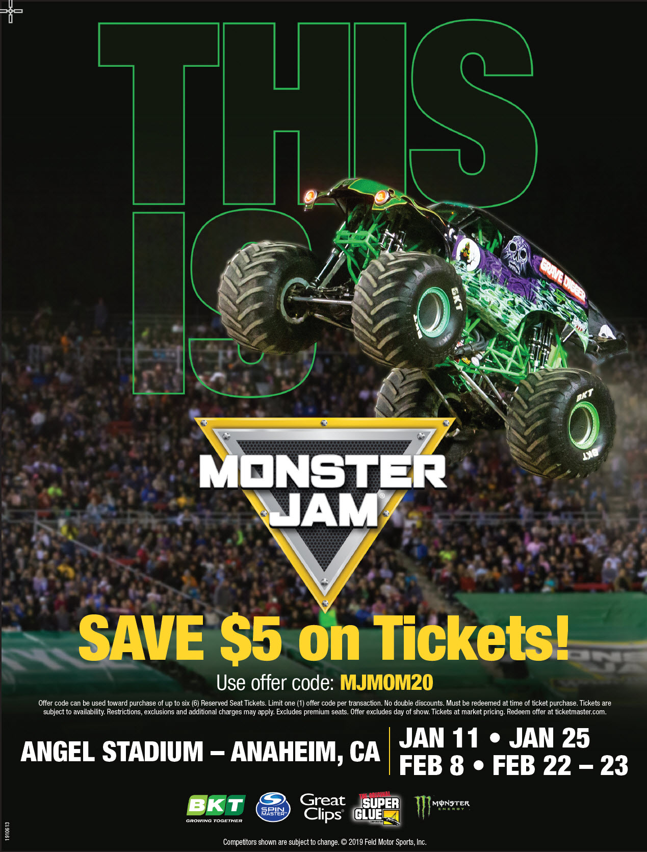 Monster Jam Anaheim California promotional poster. 