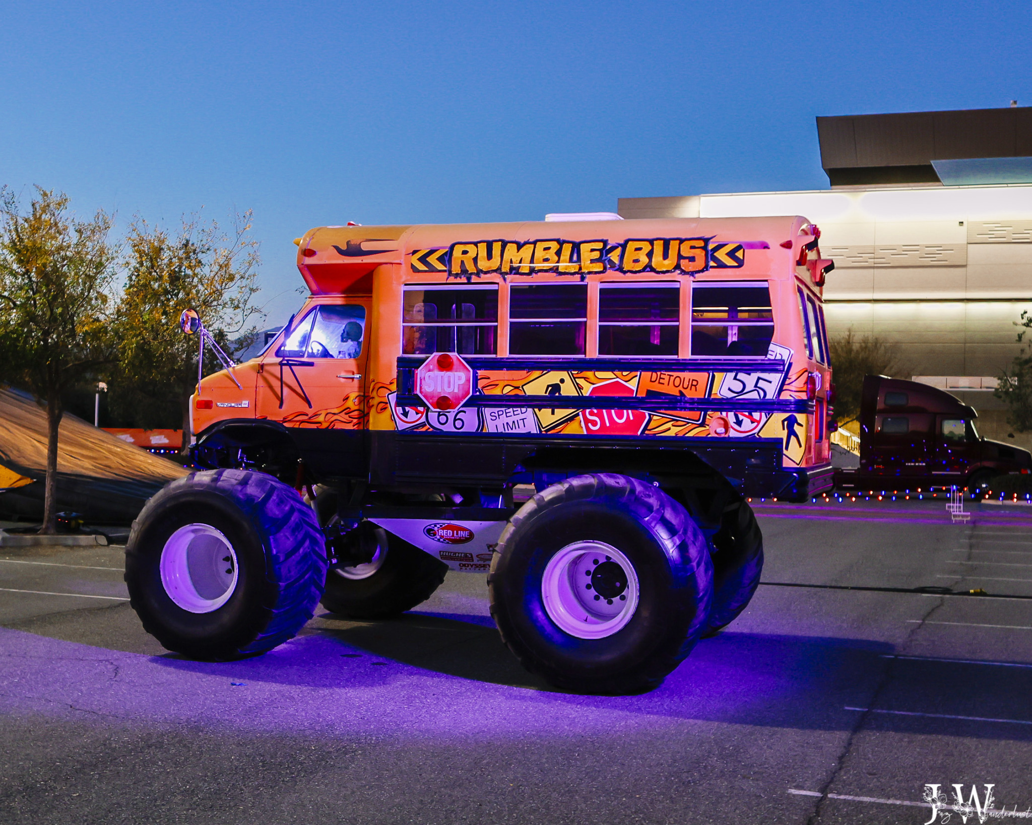 Hot Wheels rumble bus at Hot Wheels Live. Photography by Jaz Wanderlust.
