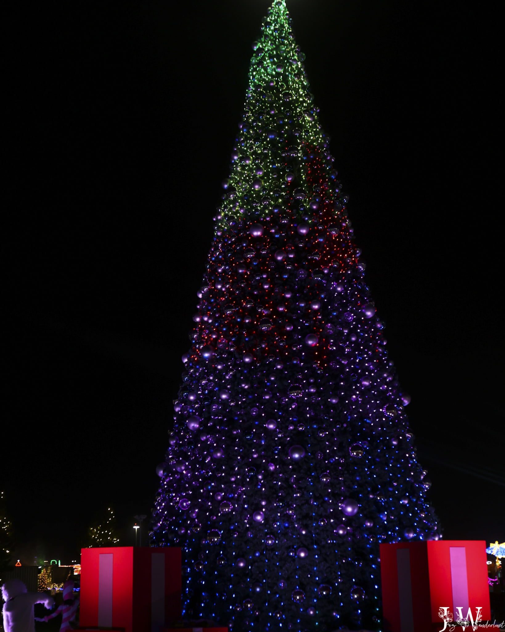 Christmas tree lights at Night of Lights in Costa Mesa. Photography by Jaz Wanderlust.