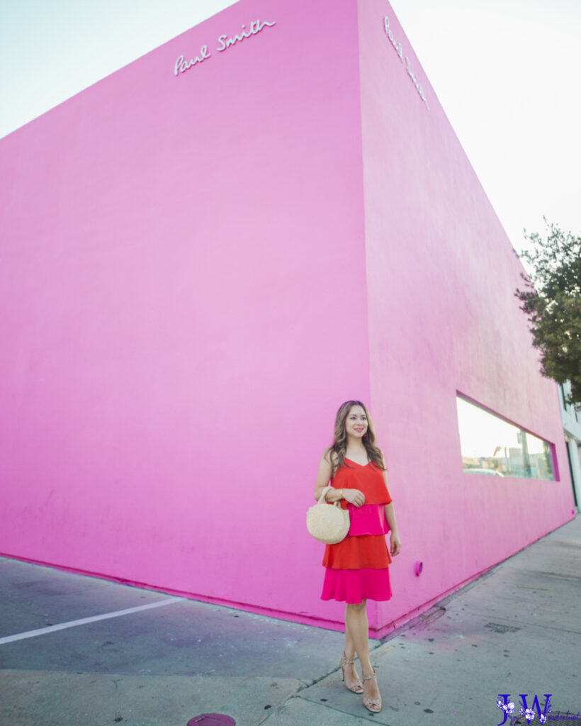 Pink wall at Paul Smith on Melrose Los Angeles. Photography by Jaz Wanderlust.